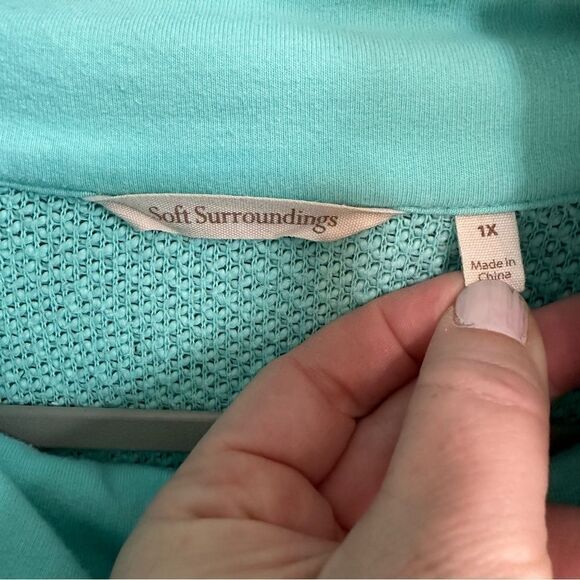 Soft Surroundings Westport Pullover Turquoise 1X - Picture 7 of 7